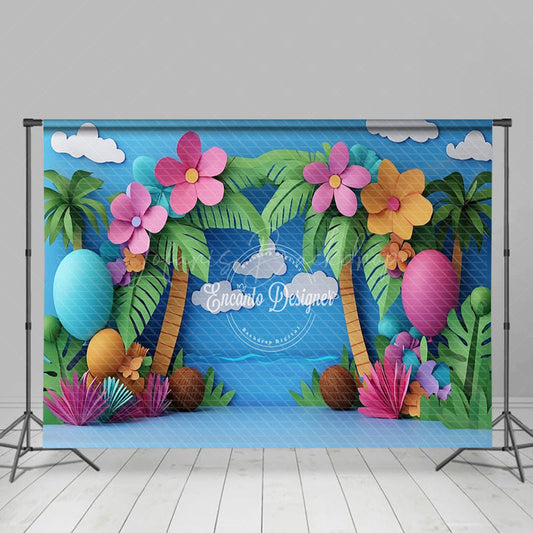 Lofaris Blue Sky Beach Hawaii Tropical Summer Photo Backdrop