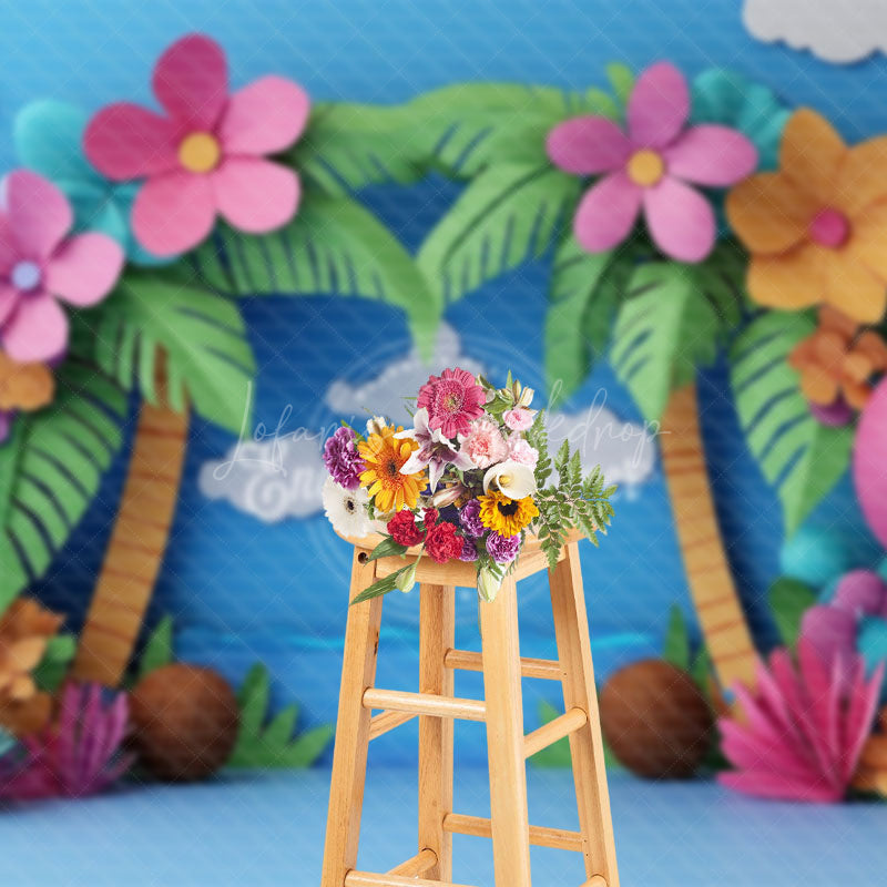 Lofaris Blue Sky Beach Hawaii Tropical Summer Photo Backdrop