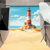 Lofaris Blue Sky Beach Reef Lighthouse Summer Sweep Backdrop