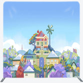 Lofaris Blue Sky Cartoon House Photo Square Tension Backdrop