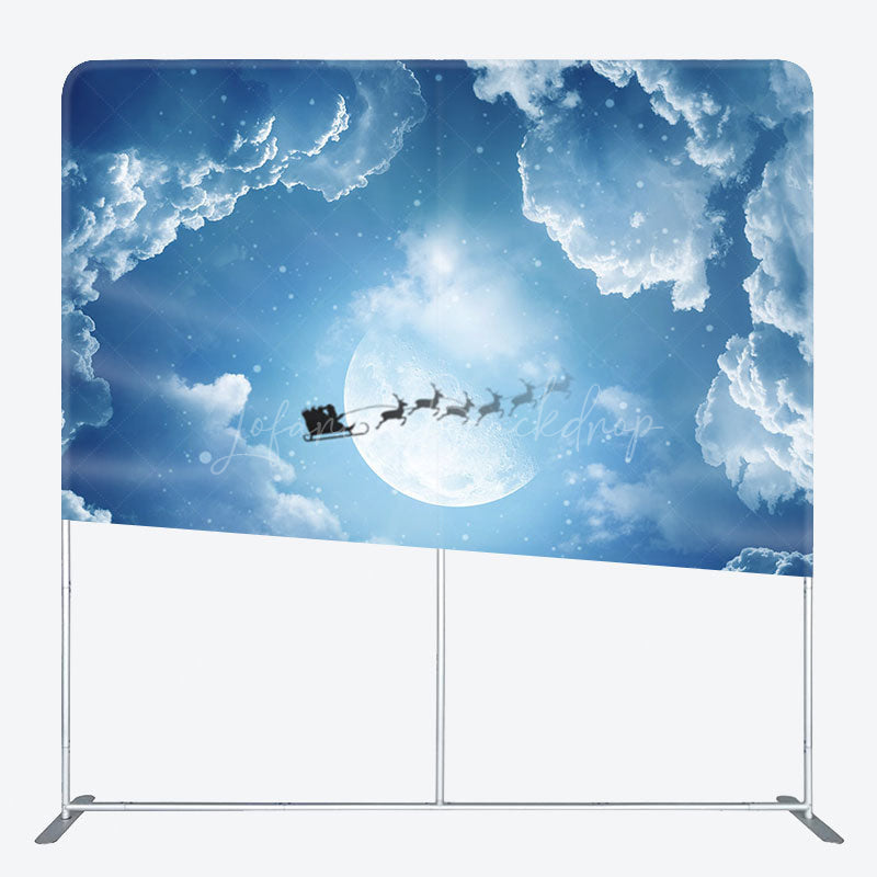 Lofaris Blue Sky Cloud Elk Sleigh Xmas Pillow Case Backdrop