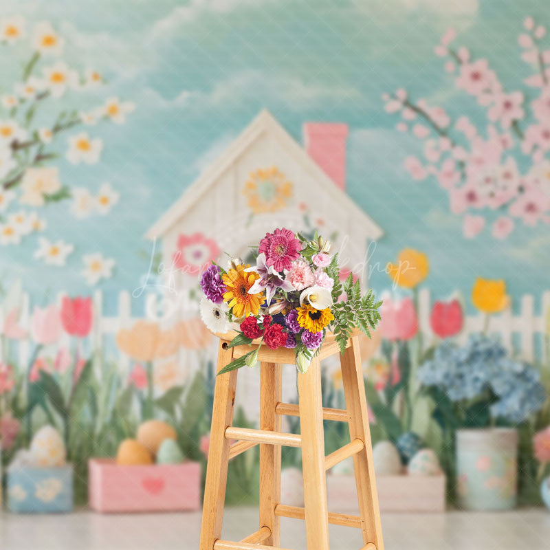 Lofaris Blue Sky Cloud Wall Garden Fence Easter Backdrop