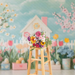 Lofaris Blue Sky Cloud Wall Garden Fence Easter Backdrop