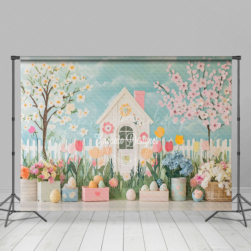 Lofaris Blue Sky Cloud Wall Garden Fence Easter Backdrop