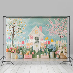 Lofaris Blue Sky Cloud Wall Garden Fence Easter Backdrop