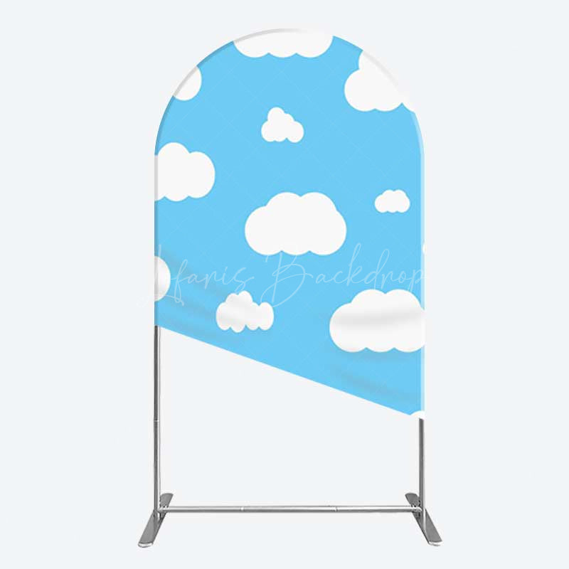 Lofaris Blue Sky Cloudy Kids Birthday Party Arch Backdrop