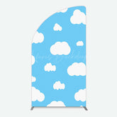 Lofaris Blue Sky Cloudy Kids Birthday Party Half Moon Arch Backdrop