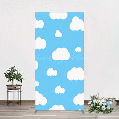 Lofaris Blue Sky Cloudy Kids Birthday Party Rectangle Backdrop