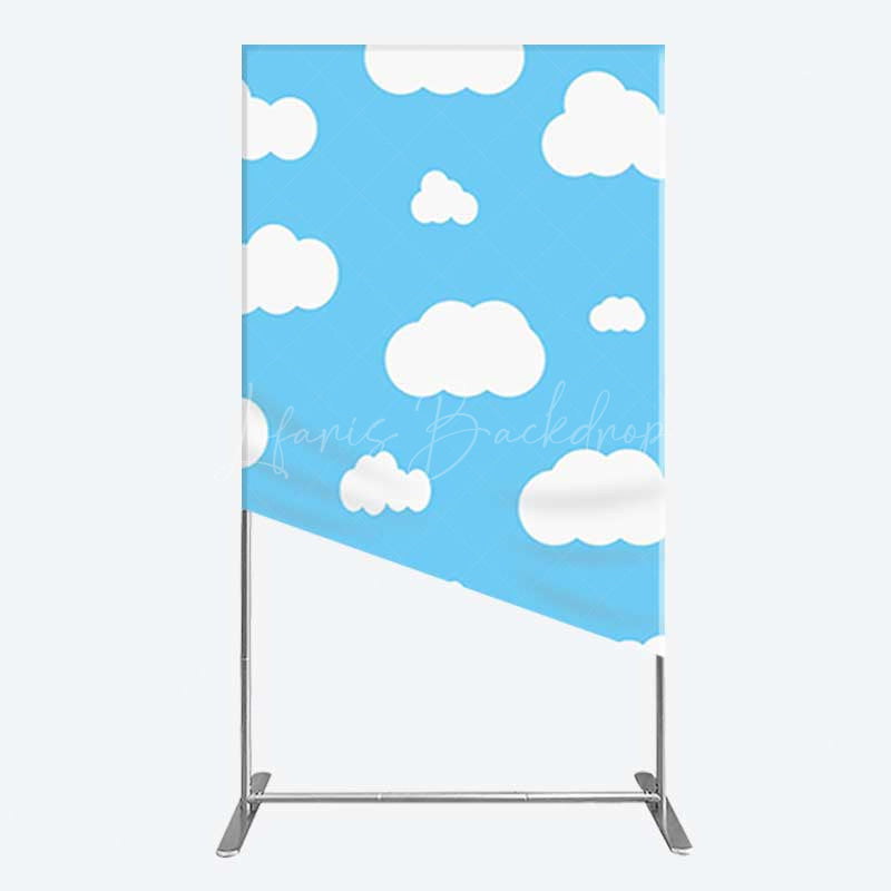 Lofaris Blue Sky Cloudy Kids Birthday Party Rectangle Backdrop