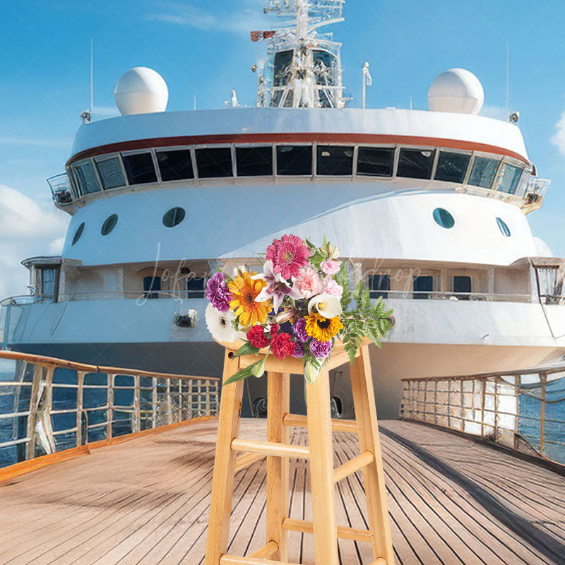 Lofaris Blue Sky Coast Plank Road Ship Natural Scene Backdrop