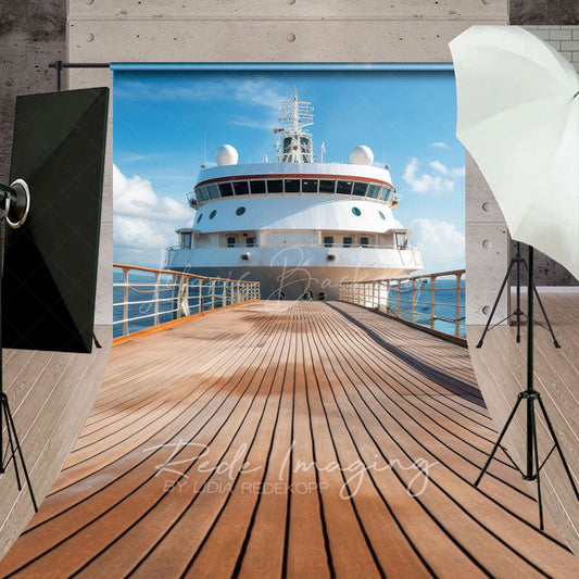 Lofaris Blue Sky Coast Plank Road Ship Natural Sweep Backdrop
