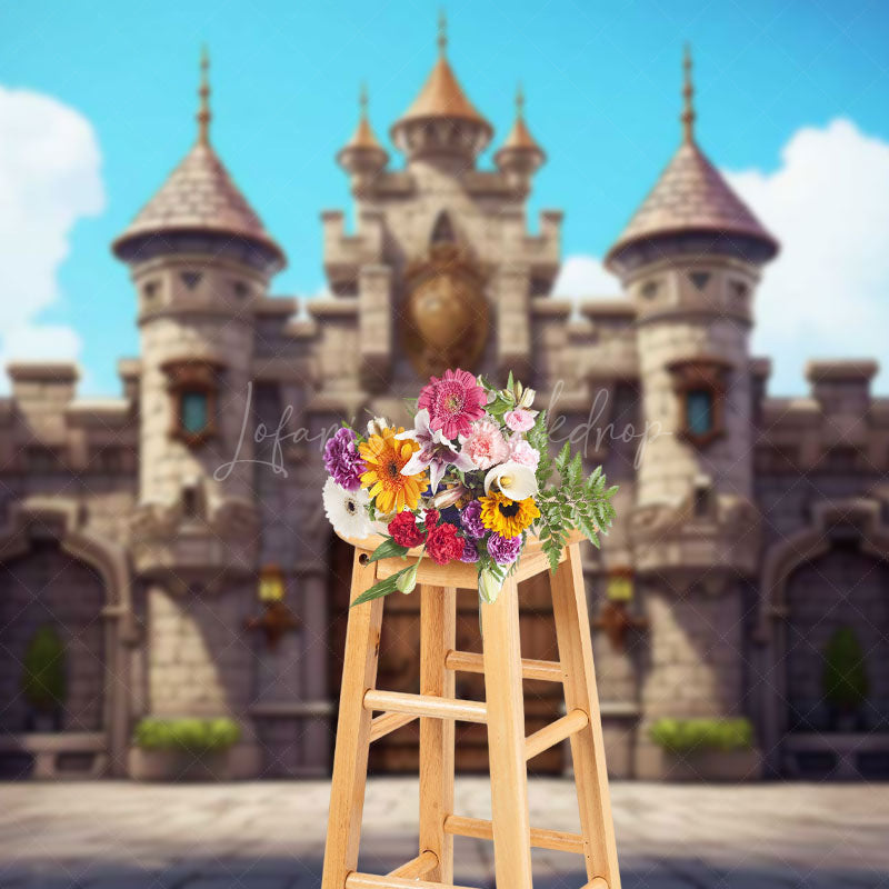 Lofaris Blue Sky Medieval Ancient City Wall Party Backdrop