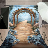 Lofaris Blue Sky Mountain Spring Floral Arch Sweep Backdrop
