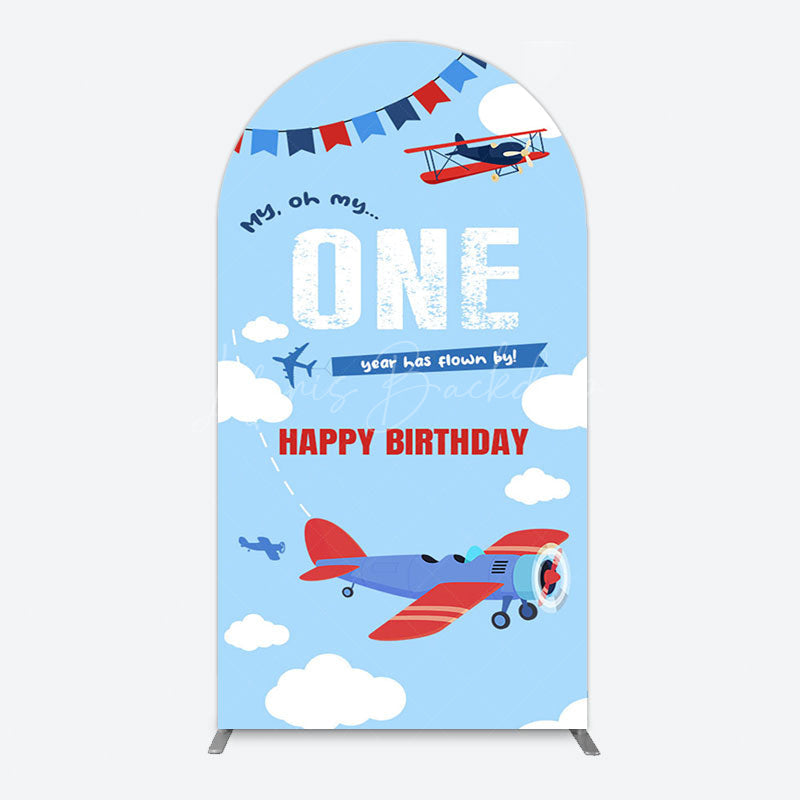 Lofaris Blue Sky One Year Has Flown By Birthday Arch Backdrop