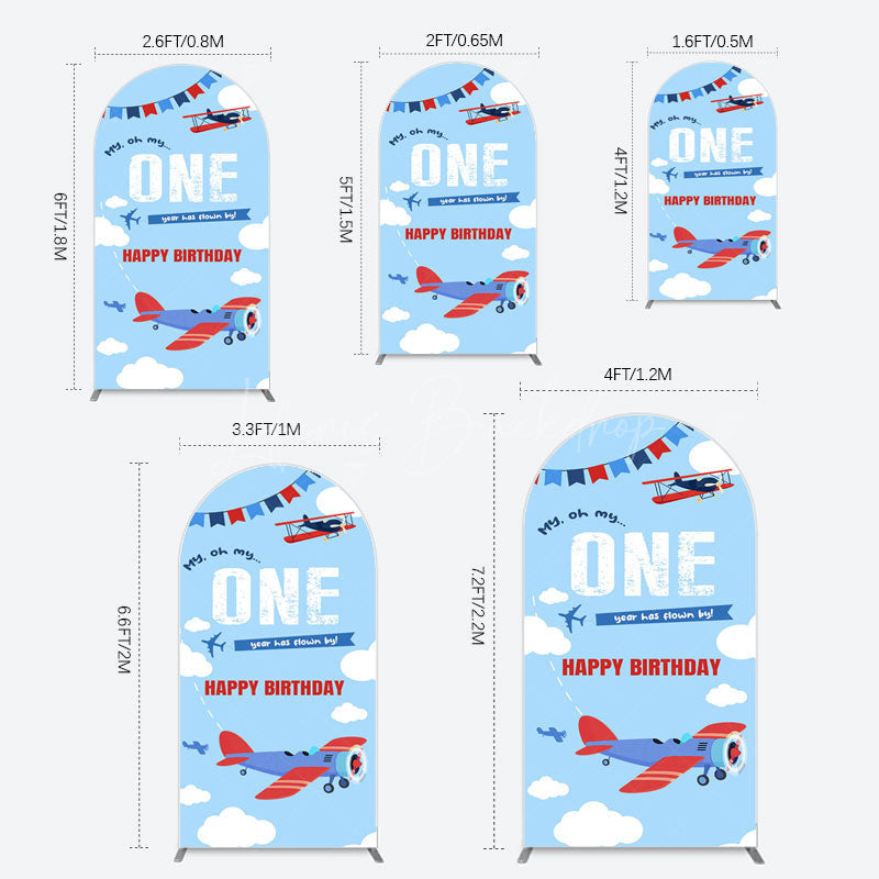 Lofaris Blue Sky One Year Has Flown By Birthday Arch Backdrop