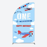 Lofaris Blue Sky One Year Has Flown By Birthday Half Moon Arch Backdrop