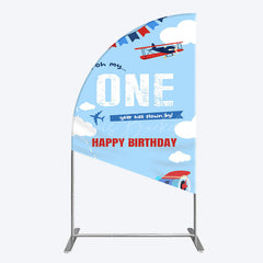 Lofaris Blue Sky One Year Has Flown By Birthday Half Moon Arch Backdrop