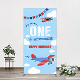 Lofaris Blue Sky One Year Has Flown By Birthday Rectangle Backdrop