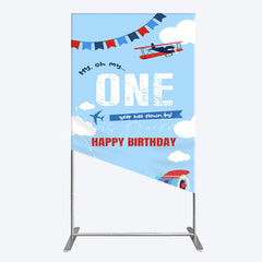 Lofaris Blue Sky One Year Has Flown By Birthday Rectangle Backdrop