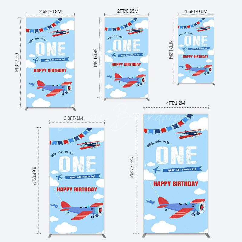 Lofaris Blue Sky One Year Has Flown By Birthday Rectangle Backdrop