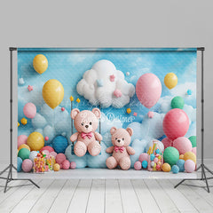Lofaris Blue Sky Rainbow Colorful Balloons Room Set Backdrop