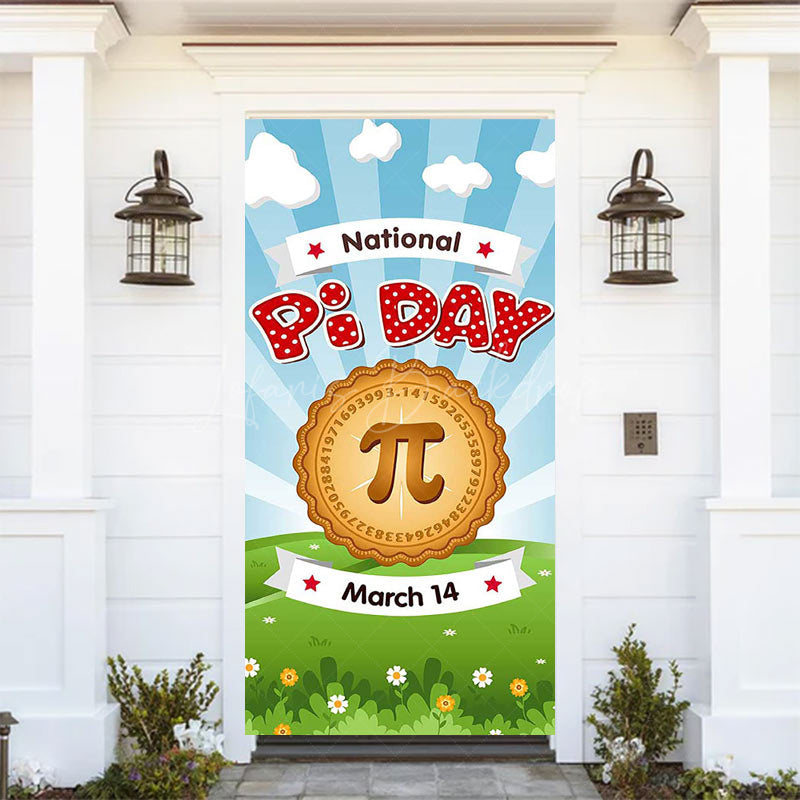 Lofaris Blue Sky Sunlight Grass National Pi Day Door Cover