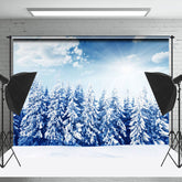 Lofaris Blue Sky Sunshine Winter Forest Photography Backdrop