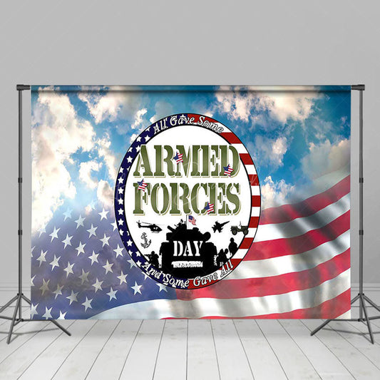 Lofaris Blue Sky Usa Flag National Armed Forces Day Backdrop