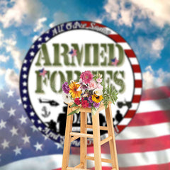 Lofaris Blue Sky Usa Flag National Armed Forces Day Backdrop