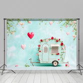 Lofaris Blue Sky Wall Motorhome Rose Valentines Day Backdrop