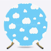 Lofaris Blue Sky White Cloud Cartoon Round Birthday Backdrop