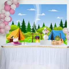 Lofaris Blue Sky Wild Forest Jungle Tents Picnic Backdrop