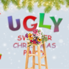 Lofaris Blue Snowy Elk Ugly Sweater Christmas Party Backdrop