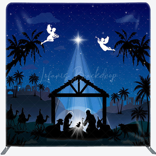 Lofaris Blue Star Holy Night Nativity Christmas Backdrop