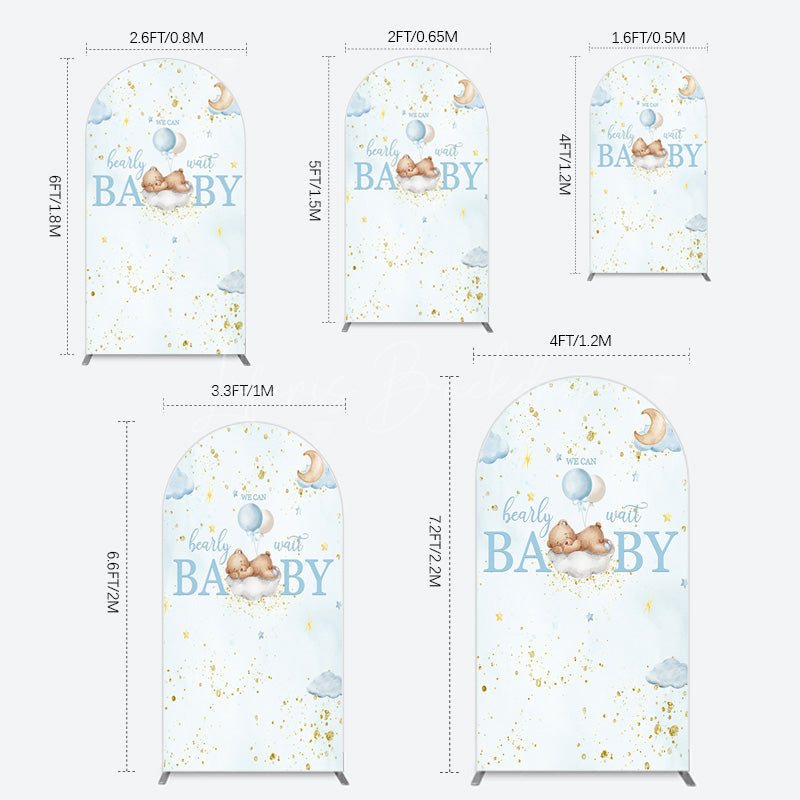 Lofaris Blue Star Night Bearly Wait Baby Shower Arch Backdrop