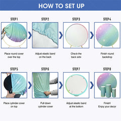 Lofaris Blue Star Space War Boy Birthday Round Backdrop Kit