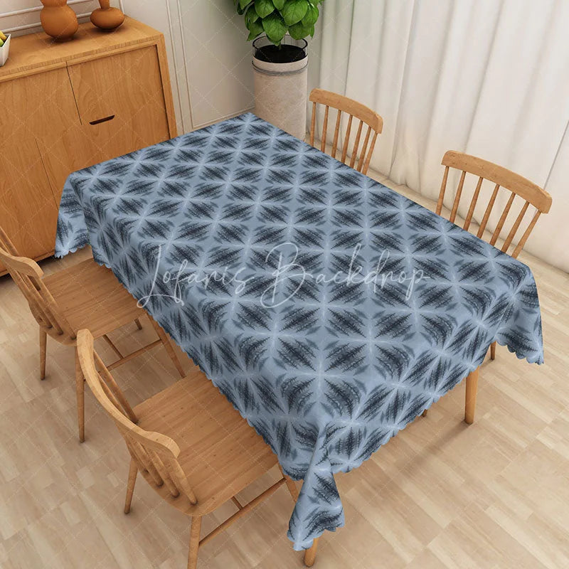 Lofaris Blue Starburst Rectangle Tablecloth Modern Geometric Pattern Dining Table Cloth Decor