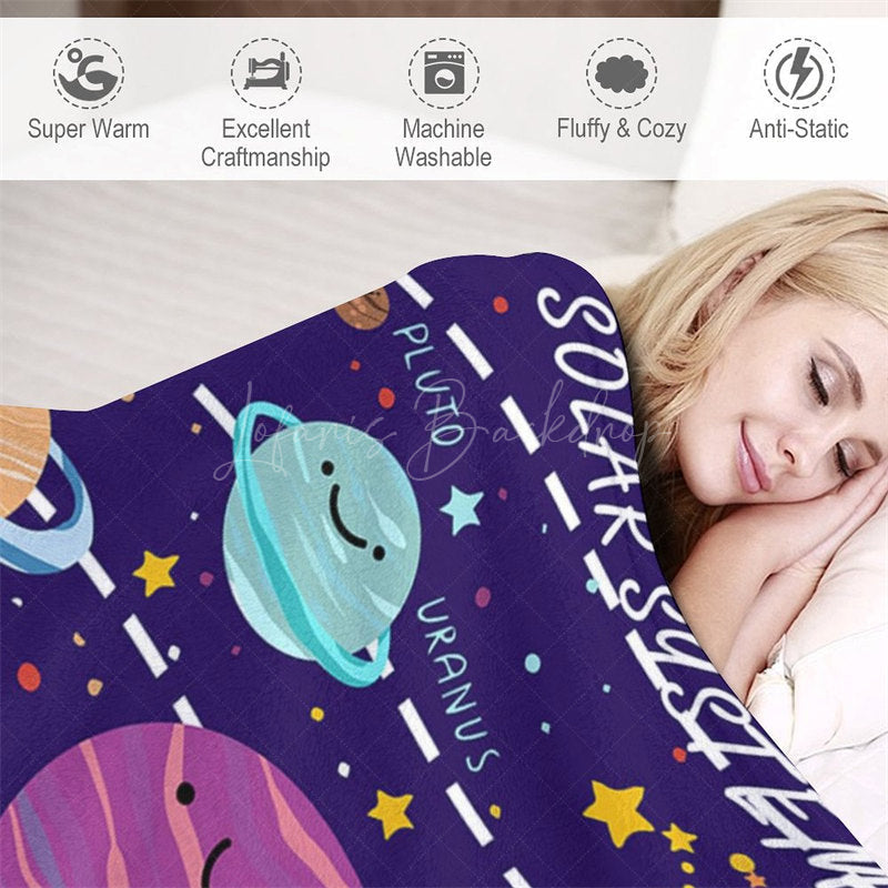 Lofaris Blue Starry Galaxy Solar System Custom Name Blanket