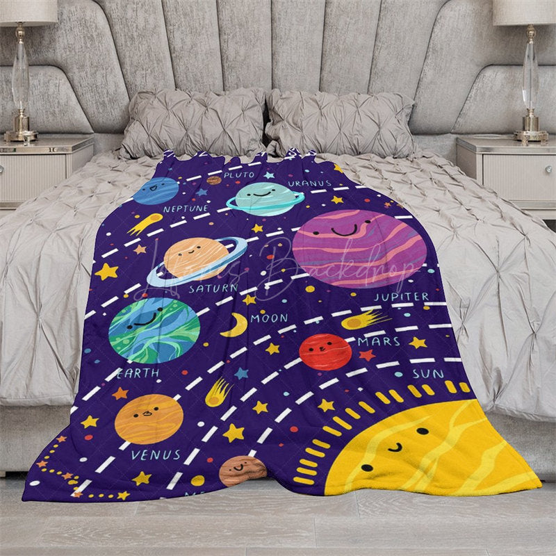 Lofaris Blue Starry Galaxy Solar System Custom Name Blanket