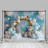 Lofaris Blue Starry Night Bear Balloon Cake Smash Backdrop