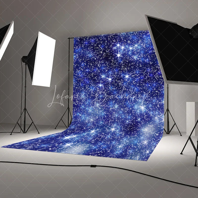 Lofaris Blue Starry Night Sky Bokeh Backdrop Sparkling Dreamy Galaxy Star Photography Background