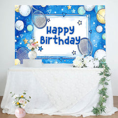 Lofaris Blue Starry Tennis Sports Happy Birthday Backdrop
