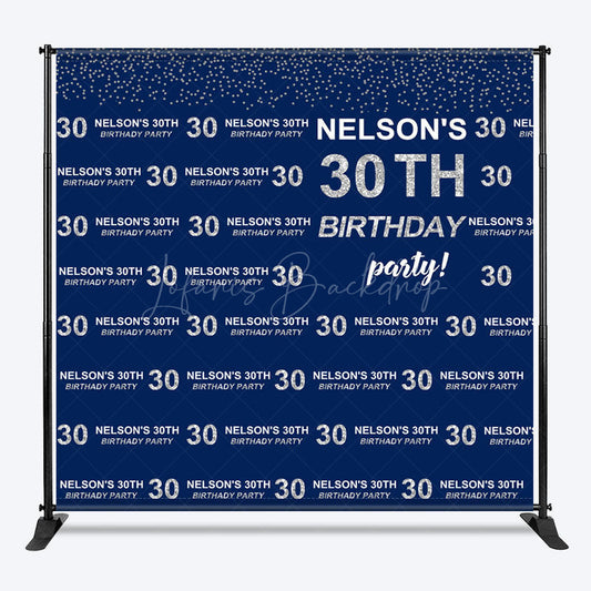 Lofaris Blue Step And Repeat Custom 30th Birthday Backdrop