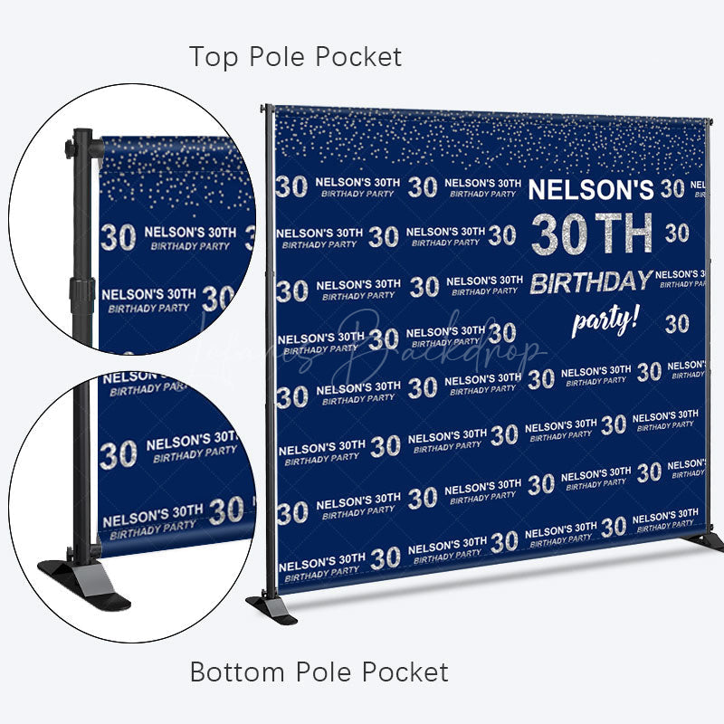 Lofaris Blue Step And Repeat Custom 30th Birthday Backdrop