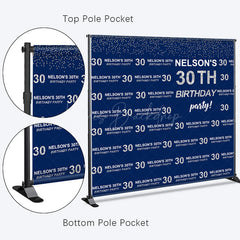 Lofaris Blue Step And Repeat Custom 30th Birthday Backdrop