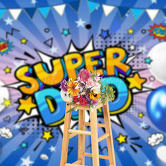 Lofaris Blue Stripe Balloons Super Dad Fathers Day Backdrop