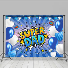 Lofaris Blue Stripe Balloons Super Dad Fathers Day Backdrop