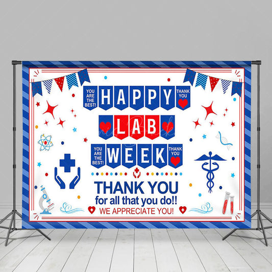 Lofaris Blue Stripe Chemical Instruments Lab Week Backdrop