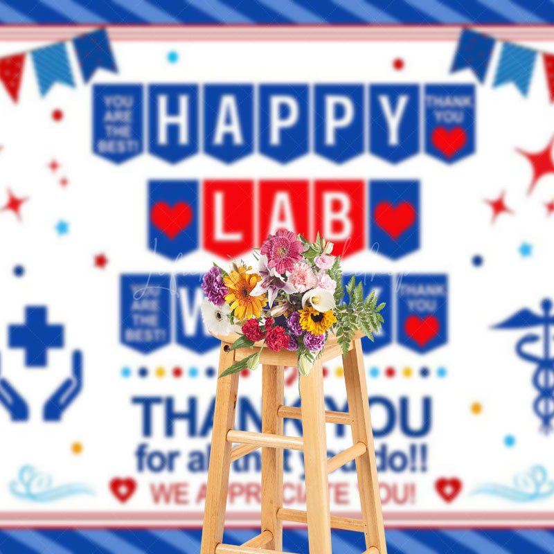 Lofaris Blue Stripe Chemical Instruments Lab Week Backdrop