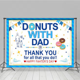 Lofaris Blue Stripe Donuts With Dad Happy Fathers Day Backdrop